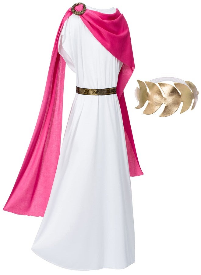 TOGROP Greek Toga Costume for Kids Girls Ancient Greece Mythos Philosopher Rome Nobility Cosplay 8-12 Years Pink - Image 3